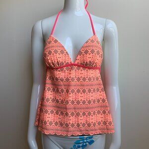 Hula Honey push up padding Coral apron back tankini top